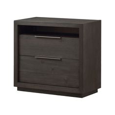 Solstice Modern 2 Drawer Nightstand - Crafters and Weavers Storage Cubby, Contemporary Nightstand, Wooden Nightstand, Bedside Storage, Living Essentials, 2 Drawer Nightstand, Wood Drawers, Open Shelf, Grey Bedding