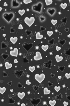 black and white hearts with sparkles on them