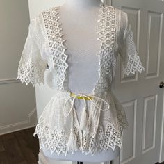 This Is A Beautiful Short Sleeved Tie Front Cardigan That Can Be Worn Every Day, Or Dressed Up. Nwt Woven Cardigan, Free People Jacket, Beautiful Shorts, Tie Front Cardigan, Knit Tie, Free People, Jackets For Women, Jackets & Coats, Dress Up