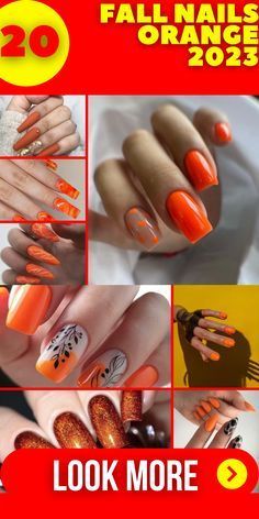 Orange Nail Designs, Nails Autumn, Manicures Designs, Orange Nails, Autumn Nails, Chic Nails