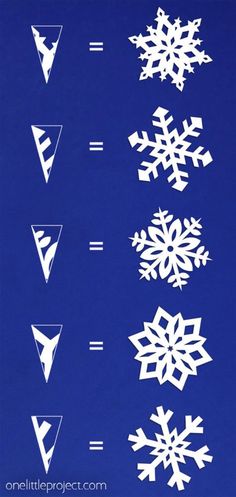 snowflakes are shown on a blue background and have different angles to show them