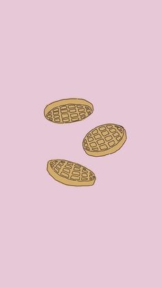 three waffles on a pink background