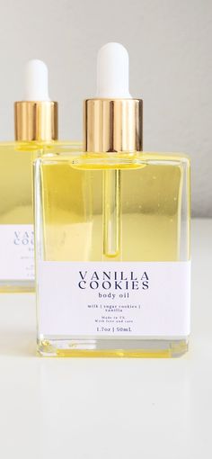 Vanilla Cookies Body Oil – porter + rose Body Oil Fragrance, Body Oil Packaging, Vanilla Perfume Oil, Vanilla Body Oil, Scented Body Oils, Vanilla Oil, Cookie Bakery, Harsh Winter