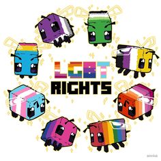 the words light rights surrounded by small cartoon characters in different colors and sizes, all on a white background