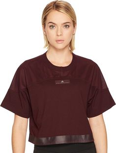 adidas by Stella McCartney Women's Essentials Crop Tee CD5591 Dark Burgundy F12  #adidas #TopsTees