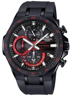 Casio Edifice - Solar Powered Chronograph - EQS-920PB-1A - Shop at Altivo.com Casio Edifice, Elapsed Time, Mens Watches Black, Buy Watches, Casio G Shock, G Shock, Black Case, Solar Powered, Stainless Steel Band