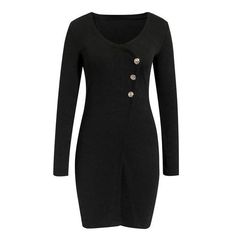 autumn elegant buttons long sleeve bodycon sheath mini dress Fall Long Sleeve Bodycon Dress With Buttons, Fall Bodycon Dress With Buttons, Fitted Long Sleeve Dress With Side Buttons, Dress Streetwear, Elegant Casual Dress, Streetwear Dress, Dress Office, Female Dress, Dress Work