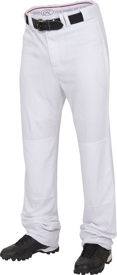 a baseball player wearing white pants and black shoes