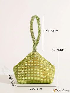 BirdinBag - Rhinestone-Adorned Mini Evening Clutch for Party Events Summer Party Handheld Evening Bag, Green Rhinestone Party Evening Bag, Green Beaded Evening Bag For Party, Summer Party Embellished Evening Bag, Green Rhinestone Party Bag, Summer Party Embellished Bags, Embellished Party Bags For Summer, Green Beaded Bag For Party, Green Beaded Bags For Parties