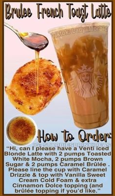 a poster with instructions for how to order starbucks latte and other drinks on it