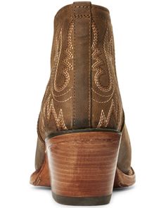 Ariat Women's Dixon Weathered Western Booties - Snip Toe, Brown Rugged Heeled Boots With Leather Sole And Snip Toe, Leather Heeled Boots With Reinforced Heel For Rodeo, Western Boots With Almond Toe And Suede Lining, Brown Boots With Leather Footbed For Rodeo, Leather Boots With Reinforced Pointed Toe, Brown Leather Rodeo Boots, Brown Leather Footbed Boots For Rodeo, Brown Boots With Reinforced Toe, Western Closed Toe Boots With Suede Lining