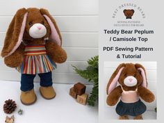 the teddy bear peppum can be used as a sewing pattern for this stuffed animal