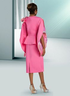 Donna Vinci 12114 2 piece Scuba Skirt Suit Colors: Pink Jacket Length: 24" Skirt Length: 29" Sizes: 8, 10, 12, 14, 16, 18, 20 Suit Colors, Scuba Skirt, Scuba Fabric, Pink Jacket, Suit Designs, Bubblegum Pink, Skirt Suit, Skirt Length, Suits For Women