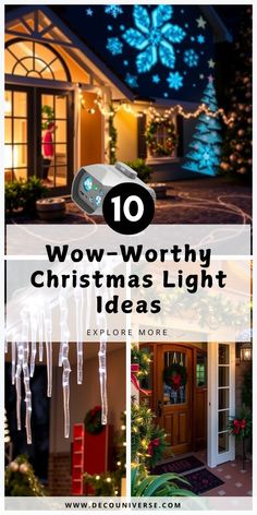 christmas lights and decorations in front of a house with the words wow - worthy christmas light ideas