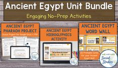 an ancient egypt unit bundle with text and pictures