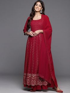 * Women Embroidered Pleated Sequinned Kurta with Palazzos & With Dupatta Pakistani Salwar Kameez / Indian Wedding Dress / Plus Size Cotton Dress Traditional Indian Wear / Salwar Kameez Dupatta / Kurti Palazzo Set / Hand Embroidery kurta *  Maroon embroidered Kurta with Palazzos with dupatta  * Kurta design:-  *  Geometric embroidered   *  A-line shape   *  Pleated style   *  Round neck,  three-quarter regular sleeves   *  Sequinned detail   *  Calf length length with flared hem   *  Georgette fa Embroidered Semi-stitched Sharara In Maxi Length, Bollywood Embroidered Maxi Set, Embroidered Bollywood Maxi Set, Navratri Embroidered Maxi Length Sharara, Semi-stitched Mirror Work Maxi Kurta, Embroidered Maxi Length Sharara For Navratri, Embroidered Semi-stitched Sets Maxi Length, Navratri Festive Palazzo Set With Chikankari Embroidery, Diwali Embroidered Maxi Set