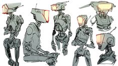 an image of some sci - fi humanoids in various poses with their lights on