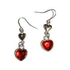 "Glitzy Gem Heart Earrings. These measure 1.75\" long and are super lightweight. Hooks are lead and nickel free." Nickel-free Double Heart Jewelry For Valentine's Day, Nickel-free Dangle Jewelry For Valentine's Day, Metal Crystal Earrings For Valentine's Day Gift, Nickel Free Heart Cut Jewelry For Valentine's Day, Sterling Silver Heart Drop Earrings For Party, Metal Ear Wire Earrings For Valentine's Day, Metal Earrings With Ear Wire For Valentine's Day, Metal Heart Beaded Earrings For Gifts, Metal Heart Beads Earrings For Gifts