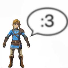 the legend of zelda is standing in front of a speech bubble