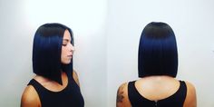 Blue Black Bob Haircut, Jet Black Bob, Bob Cut Hair, Black Bob Haircut, Razor Cut Bob, Long Bobs, Blue Black Hair, Black Bob