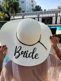 Personalized Floppy hats, Custom hat, Honeymoon Beach Hat, Summer Party Hat, custom bride sun hats, bachelorette gifts, bridesmaids gifts, Customized Floppy Beach hats, Mrs. Beach Hat, Bride to be Gift, Bridal party hat, Custom Beach hat, Personalized hat, Bridesmaid Gift 💎 H O W _ T O _ O R D E R 💎 - Select Color of hat - Text on Ivory and pink hats are Black and for Coffee and Black are White! - Add in Personalization box the titles or names that you want - Once all the items are added to yo Personalized Bachelorette Gifts, Hat For Wedding, Bridal Party Hats, Personalized Hat, Hat Personalized, Pink Hats, Floppy Beach Hat, Pearl Letters, Floppy Hats