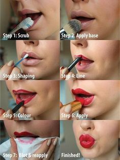 How To Lipstick, How To Wear Lipstick, Lipstick Applying, Purple Lipstick Makeup, Step Ideas, Applying Lipstick, Apply Lipstick, Lipstick Hacks, Makeup Order