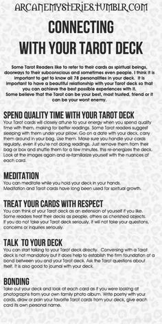 a poster with instructions for how to use the tarot deck