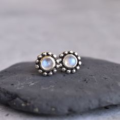 ✦ Introducing our beautiful rainbow moonstone bohemian studs!  These earrings feature natural blue sheen moonstones, which are said to be a healing stone. They also have a stunning rainbow effect, making them truly one-of-a-kind gift for yourself and your loved ones. We only use the finest quality materials in our jewelry,  Whether you're looking for a special gift for someone special or just treating yourself, these earrings are sure to become a treasured part of your collection. 💎  Please Not Dainty Silver Moonstone Earrings, Dainty Nickel-free Moonstone Earrings, Silver Moonstone Birthstone Earrings, Silver Birthstone Earrings With Moonstone, Silver Moonstone Earrings With Birthstone, Dainty Moonstone Earrings Nickel Free, White Moonstone Birthstone Earrings, Handmade Dainty Moonstone Earrings, Dainty Moonstone Gemstone Earrings