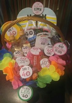 a basket filled with lots of different items