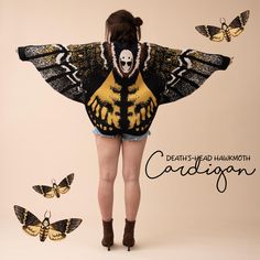 Death's Head Moth Cardigan - Gothic Bold - Mochipan