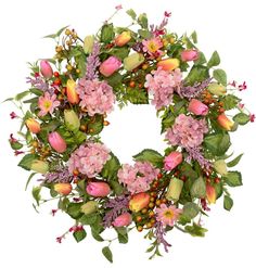 colorful spring wreath Window Farmhouse, Summer Wreath For Front Door, Fall Wreaths For Front Door, Spring Summer Wreath, Colorful Wreath, Holiday Arrangement, Pretty Wreath, Spring Decorations