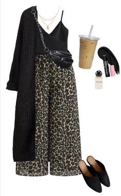 Black Wool Pants Outfit, Edgy Office Fashion Business Attire, Cheetah Print Pants Outfit Winter, Artsy Interview Outfit, December Club Outfit, Pattern Wide Leg Pants Outfit, Y'alternative Outfits, Cool Outfits For Winter, Stylist Outfit For Women