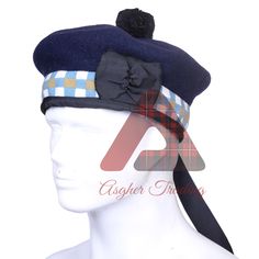 Scottish military headwear Navy Blue Dark Wool Balmoral bonnet Hat With Tan Blue and White Diced Tam o' Shanter Kilt caps Bonnet Caps Celtic Hat. Our Diced Balmoral are made of 100% Navy Blue Dark wool. Equally appreciated by men and women.  Costume Caps Sizes And orders of Different Wool Colors And Matching Diced Order Are Very Welcome.  This Handmade Fully Lined Balmoral with 2 straight hanging black polyester strips is an essential accessory to your parade outfit or family tartan kilts. Gleng Navy Military Cap, Blue Adjustable Cap-style Costume Hats, Adjustable Blue Cap Costume Hats And Headpieces, Adjustable Blue Bonnet Cap, Adjustable Blue Bonnet, Fitted Blue Cap, Fitted Blue Flat Cap, Blue Flat Cap - One Size Fits Most, Blue Flat Cap One Size Fits Most