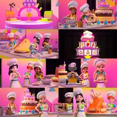 there are many different pictures of people making cakes