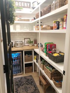 the pantry is stocked with lots of food