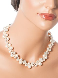 Swarovski Bridal Necklace Crystal and Pearl by GlamorousBijoux, $128.00 Elegant Pearl Necklace With Rhinestones For Wedding, Pearl White Bridal Necklace For Mother Of The Bride, White Rhinestone Necklace With Pearl Chain For Wedding, Glamorous Pearl Chain Jewelry For Wedding, Pearl White Crystal Bridal Necklace For Wedding, Formal Pearl Necklaces With Sparkling Stones, Glamorous Pearl Bridal Necklace For Formal Occasions, Glamorous White Pearl Necklace For Wedding, Wedding Rhinestone Necklace With Pearl Chain