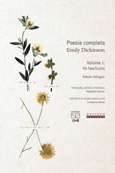 a book cover with flowers and leaves on the front, in white paper that reads poesia completa emily dickinson volume 1 or fascuolos