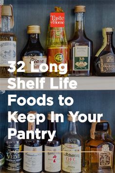 shelves filled with different types of food and condiments to keep in your pantry