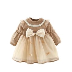 Size ChartRecommended Age: 8-12 Months Label Size: 80 Us: 1 Years Bust: 54cm/21.26'' Sleeve: 28cm/11.02'' Length: 44cm/17.32'' Recommended Age: 1-2 Years Label Size: 90 Us: 2 Years Bust: 56cm/22.05'' Sleeve: 30cm/11.81'' Length: 47cm/18.50'' Recommended Age: 2-3 Years Label Size: 100 Us: 3 Years Bust: 58cm/22.83'' Sleeve: 32cm/12.60'' Length: 49cm/19.29'' Recommended Age: 3-4 Years Label Size: 110 Us: 4 Years Bust: 60cm/23.62'' Sleeve: 34cm/13.39'' Length: 51cm/20.08'' The size of the clothes are relatively smaller, it is recommended to choose a larger size Lovskoo 8M-4T Infant Baby Girls Tutu Dress Kids Long Sleeve Bow Knot Shirt Spliced Tulle Dress Toddler Birthday Party A-Line Princess Gown Beige Feature: Gender: Both men and women Suitable:1-4 years Outer material: polyester fiber Lini Summer Dresses For Girls, Birthday Princess Dress, Knot Shirt, Girls Tutu Dresses