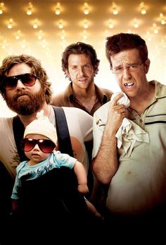 the hangover movie poster with two men and a baby in front of them, all wearing sunglasses