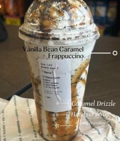 an iced drink with vanilla bean caramel and frappuccino