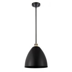 a black and gold pendant light hanging from the ceiling on an isolated white background with clippings