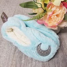 These Are A Fun Pair Of Cozy Plush Non Skid Slippers. Pretty Aqua Color With Silver Glittery Moon And Star On Toes! Very Cute! New Never Worn Still Has Tag Attached. Size Small/ Medium (5-7) Moon And Star, Aqua Color, Moon Star, Stars And Moon, Color Blue, Slippers, Moon, Women Shoes, Stars