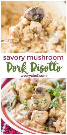 this savory mushroom pork risotto is an easy and delicious side dish