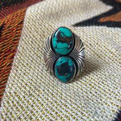 Beautiful Modern Navajo Ring, Sterling Silver And Turquoise. Southwestern Turquoise Rings With Patina, Western-style Turquoise Ring With Patina, Navajo Rings, Womens Jewelry Rings, Womens Sizes, Women Jewelry, Turquoise, Sterling Silver, Silver