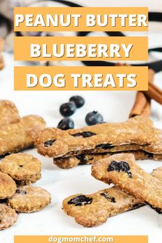 blueberry dog treats on a table with cinnamon sticks