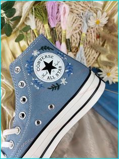 "🛫Shipping: - Processing time: 7-10 days. - Shipping time: 10-12 days depending on location. - International shipping available." Converse Flowers, Boty Converse, Floral Converse, Cute Converse Shoes, Embroidered Sneakers, Embroidered Converse, Cute Converse, Converse Custom, Converse Chucks