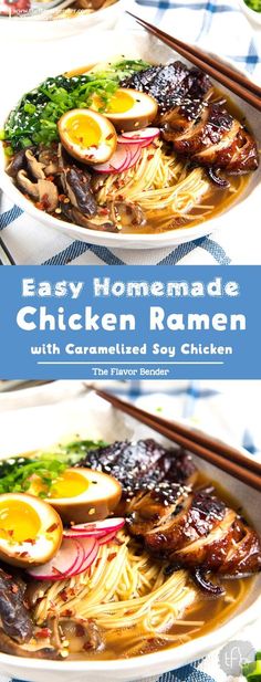 chicken ramen with caramelized soy chicken is an easy and delicious dinner that's ready in under 30 minutes