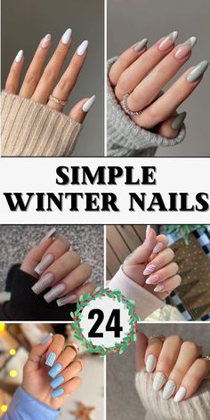 Almond Nails Short Blue, Round Gel Nails, Natural Dip Nails, Fun Nail Art Designs, Simple Winter Nails, Simple Elegant Nails, Winter Nails Designs, Winter Manicure