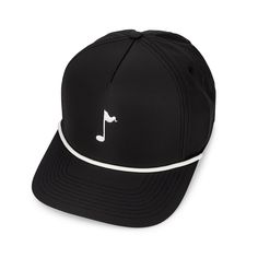 Our Melody Rope Hat is made from performance poly fabric. 5 panel ‘retro fit’ Woven rope along base of front panel Adjustable plastic snap closure Adjustable Six-panel Snapback Hat For Golf, Black Adjustable Hats For Golf, Adjustable Black Hat For Golf, Adjustable Black Golf Hat, Adjustable Nylon 5-panel Snapback Hat, Adjustable 5-panel Nylon Snapback Hat, Adjustable Nylon 5-panel Hat, Adjustable Flat Bill Golf Hats, Adjustable Curved Brim Snapback Hat For Golf